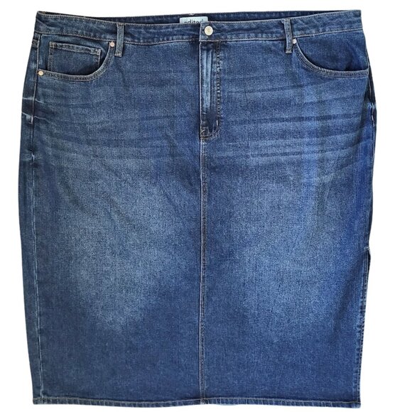 EDITED By Remi Bader Long Side Split Denim Blue Jean Skirt - NWOT Women's 26 W - Picture 1 of 5